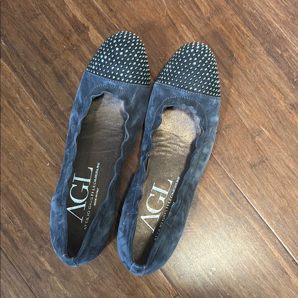 AGL Gray Suede Studded Flats
